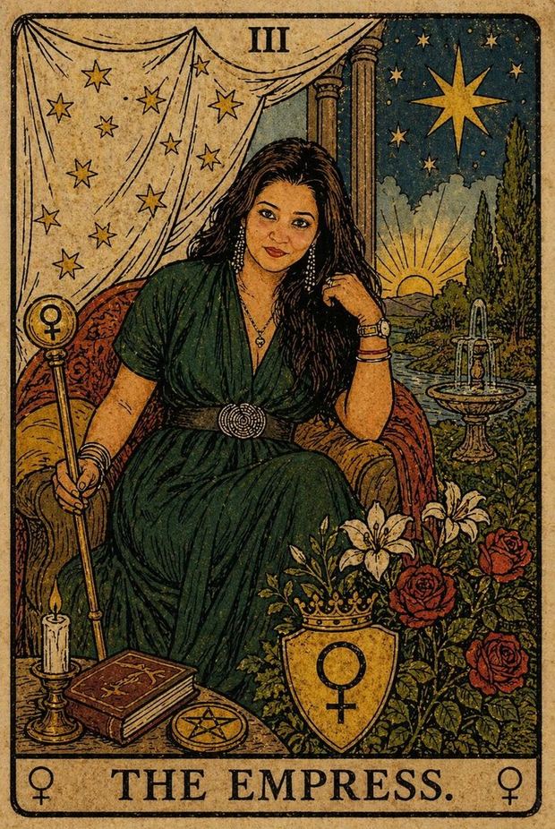 The Empress tarot card in the Hanumate Healss deck